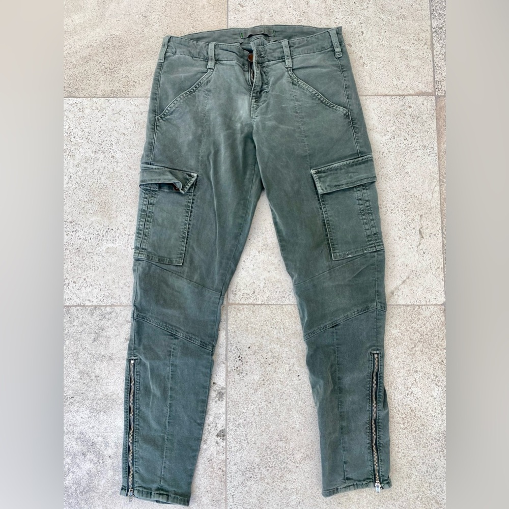J Brand Olive Cargo Skinny Pants with Stylish Zip Ankle
